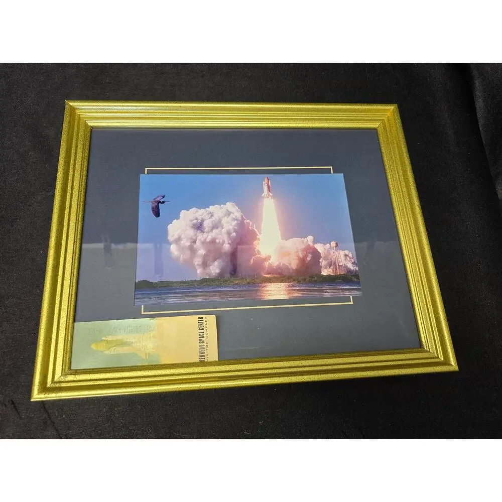 Kennedy Space Center STS-95 NASA Shuttle Launch Picture Framed & Souvenir Ticket